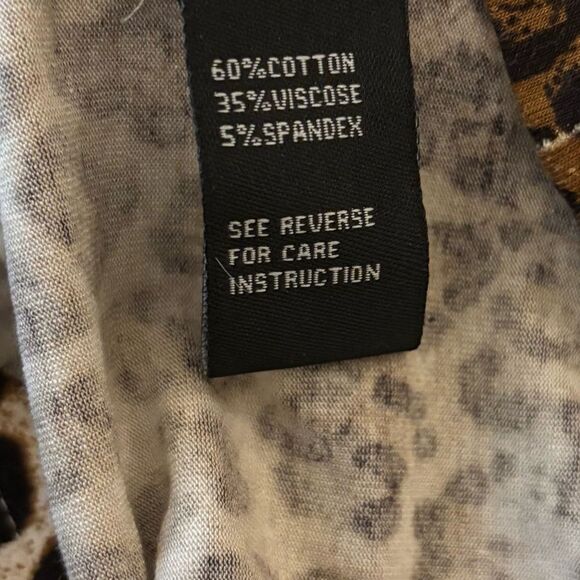 Cliche Stretch Jersey Cotton Blend Leopard Animal Print Turtleneck Size Small - Picture 7 of 8